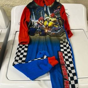 Mariokart 4/5 fleece zip up pjs. No feet